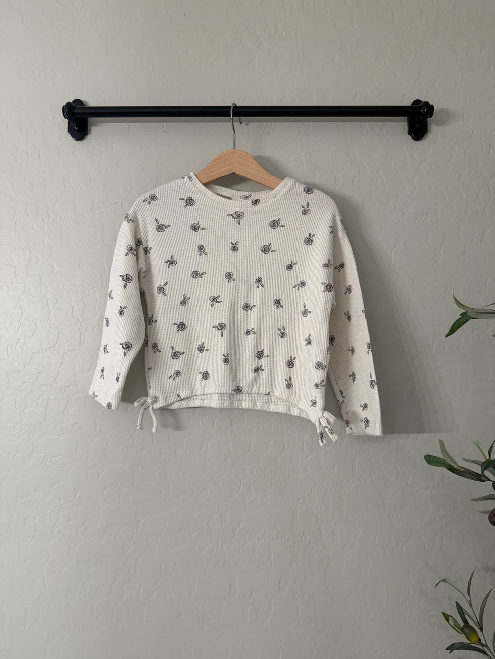 Zara Girls Floral Tie Long Sleeve Top